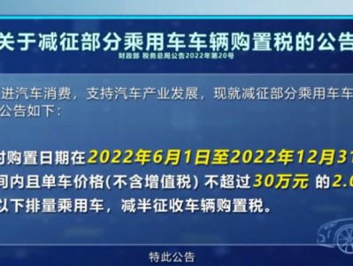 车辆购置税下调（购置税下降）