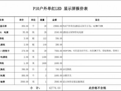 led显示屏价格（led显示屏价格单）