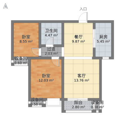 两室一厅户型图（80平米两室一厅户型图）