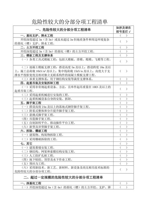 分项工程有哪些（危险性较大的分部分项工程有哪些）