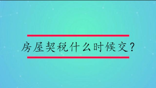 契税什么时候交（契税什么时候交算逾期）