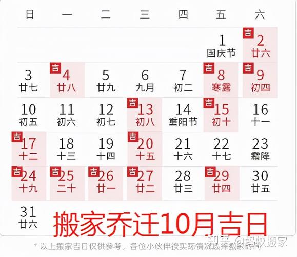 搬家黄道吉日（搬家黄道吉日2023年10月份）