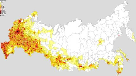 俄罗斯人口密度（俄罗斯人口密度分布）