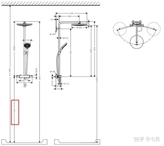 花洒安装高度（浴室花洒安装高度）