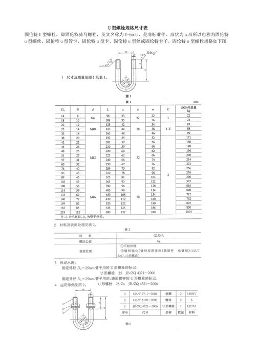 u形螺栓（u型螺栓规格尺寸表）