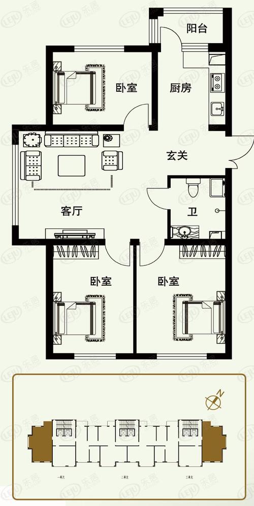 两室两厅（两室两厅一厨一卫户型图）