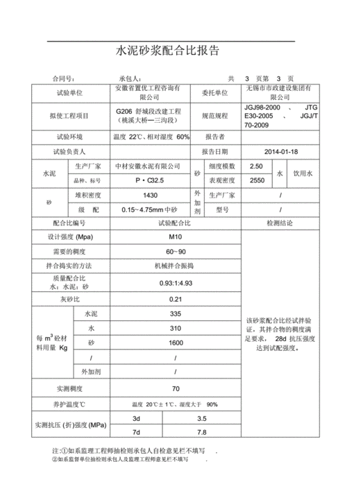 砂浆配合比（砂浆配合比检测报告）