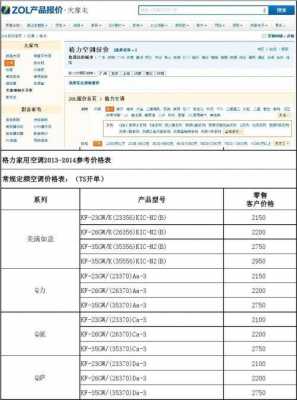 空调价格表（格力2匹柜机空调价格表）