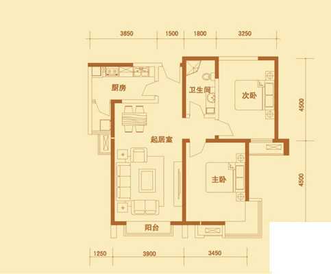 两室户型图（100平两室户型图）