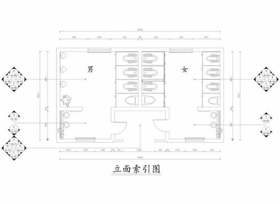 公共卫生间平面图（公共卫生间平面图立面图）