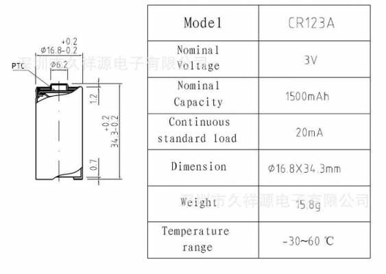 cr123a电池（cr123a电池尺寸）