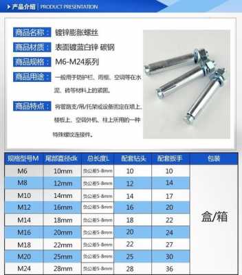 膨胀螺栓尺寸规格表（m10膨胀螺栓尺寸规格）